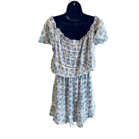 Bohome Womens Romper size 1X blue white 40W 50Ch 50 hip - Picture 2 of 8